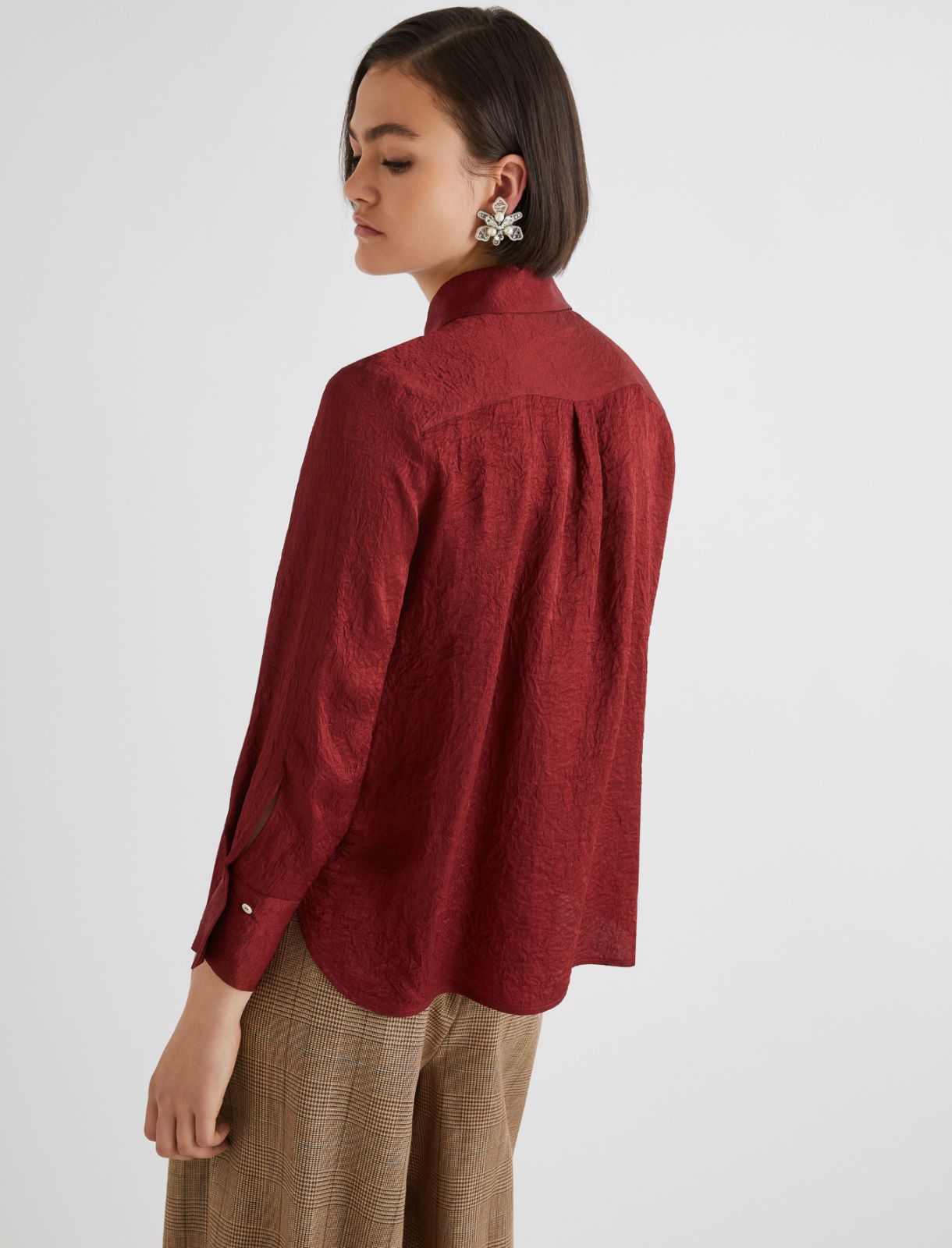 Crinkle-look shirt - BORDEAUX - Marella - 3