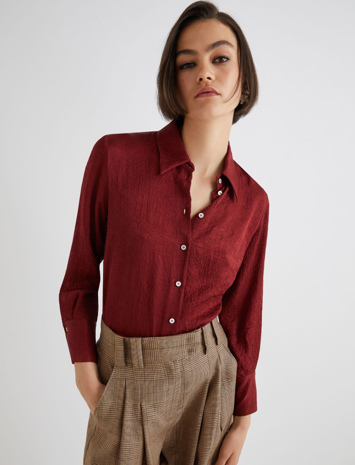 Crinkle-look shirt - BORDEAUX - Marella - 4