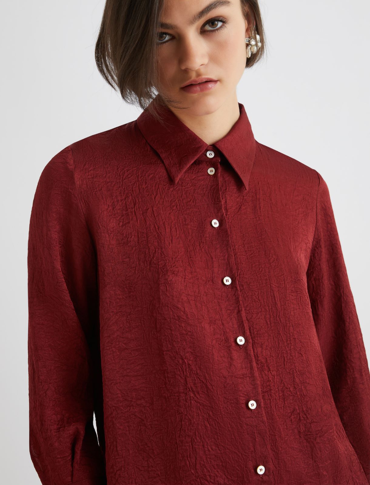 Crinkle-look shirt - BORDEAUX - Marella - 5