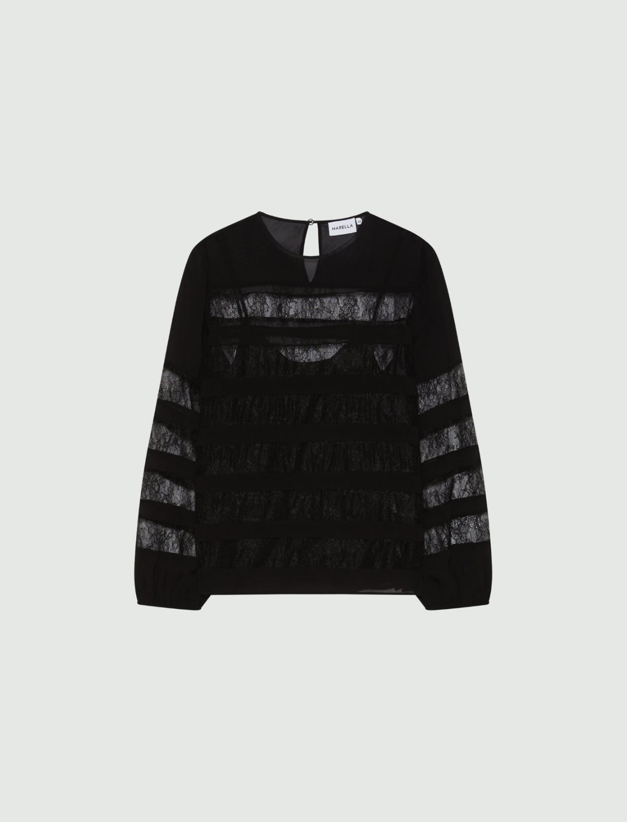 Georgette blouse with lace detail - BLACK - Marella