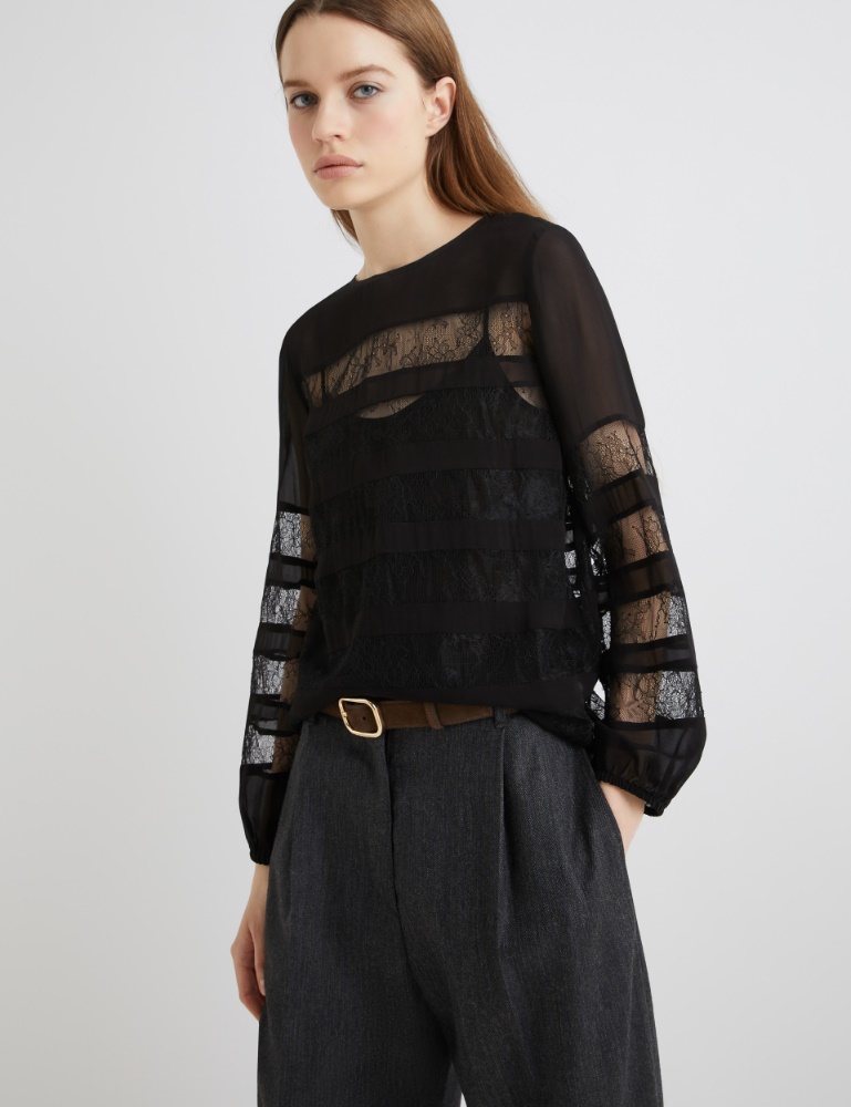 Georgette blouse with lace detail - Marella