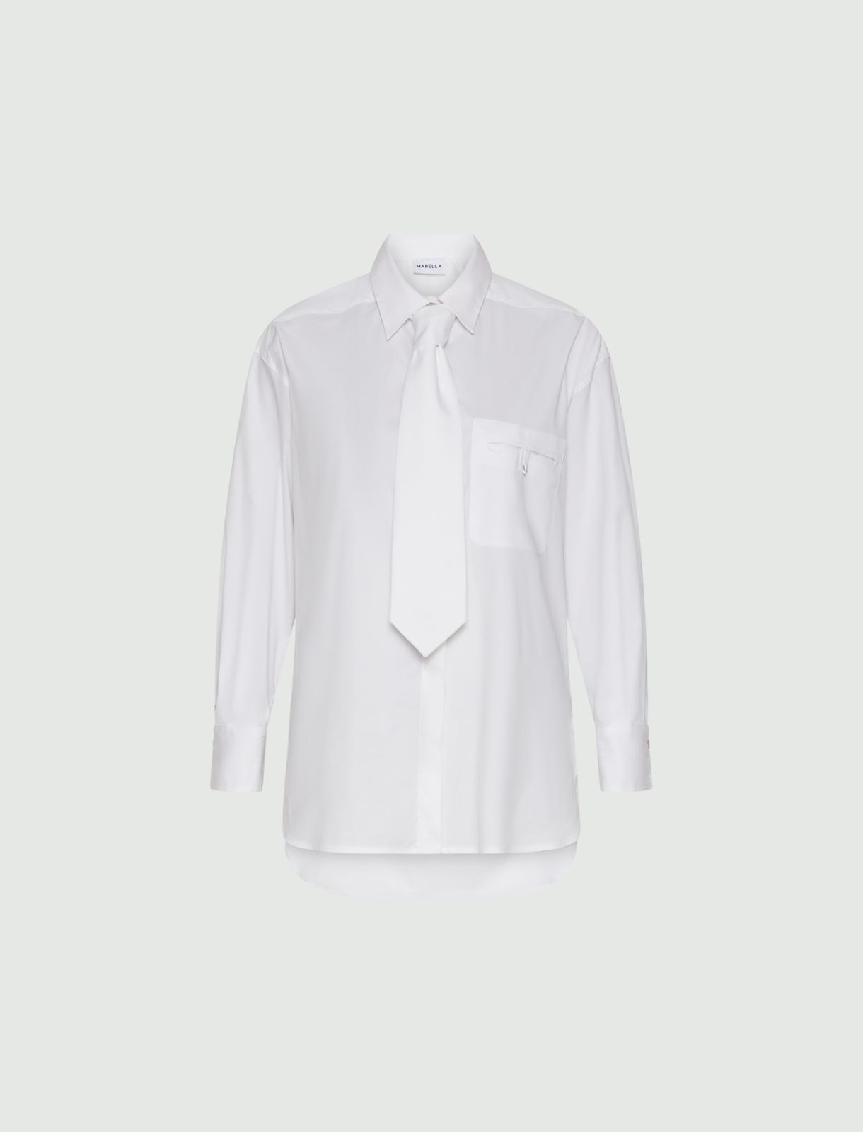 Blouse en popeline avec cravate - BLANC - Marella