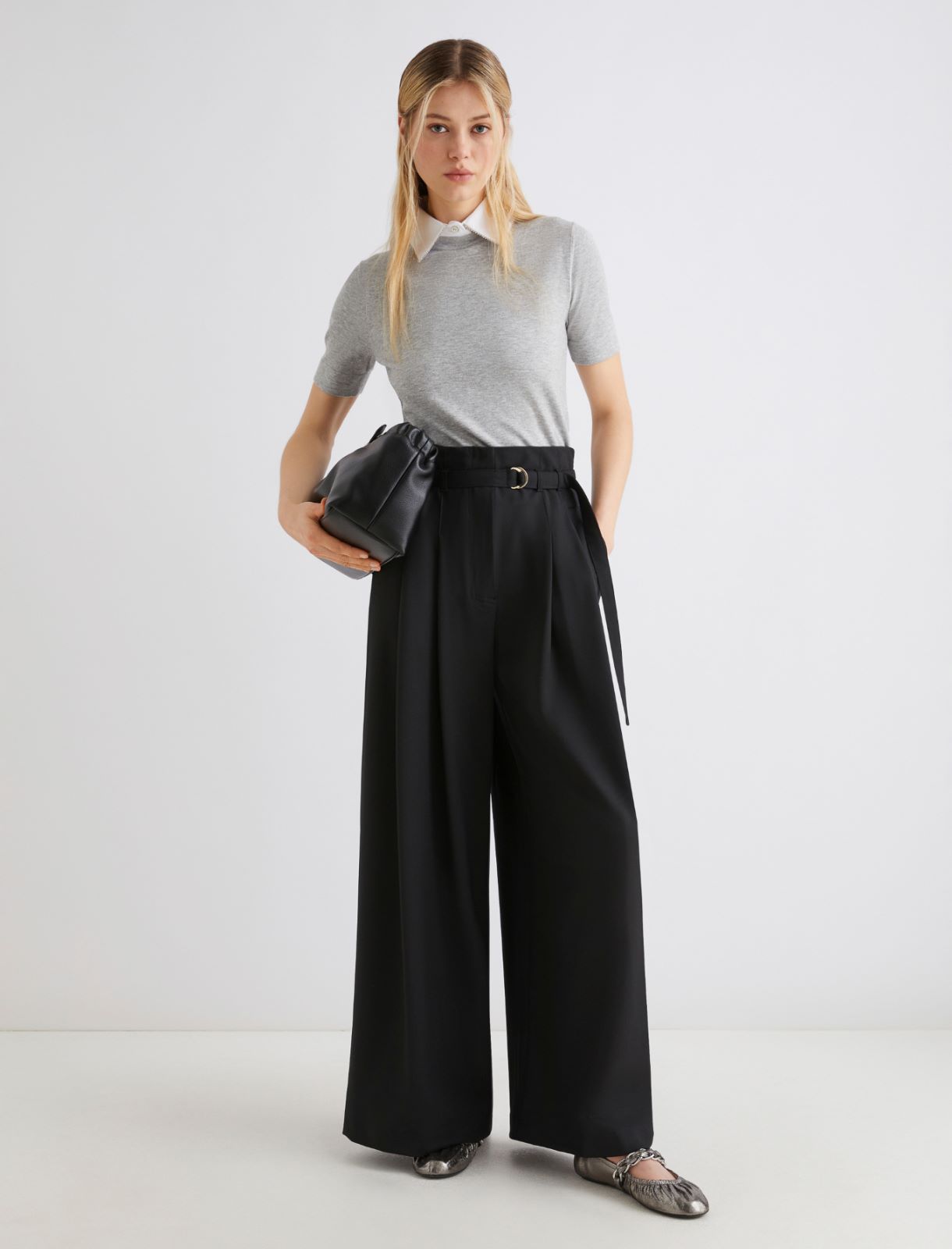 Pantalone a vita alta - NERO - Marella - 2