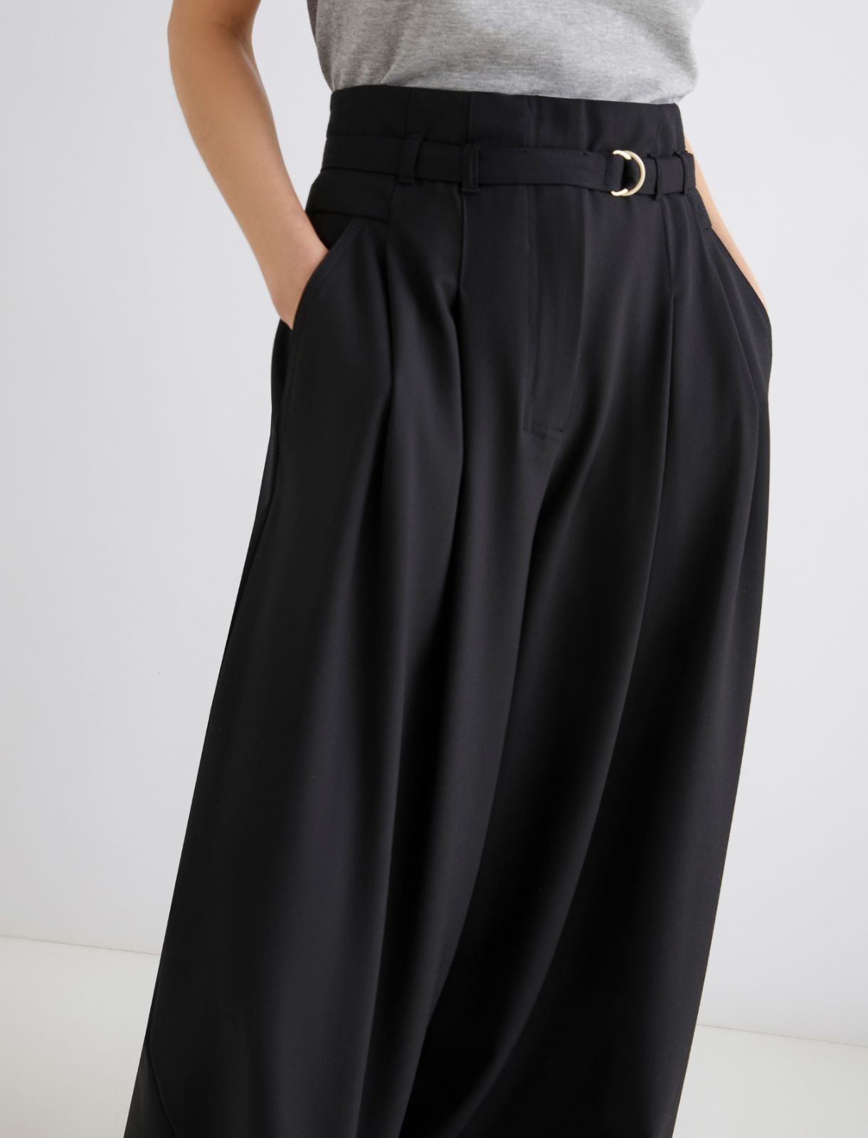 Pantalone a vita alta - NERO - Marella - 5