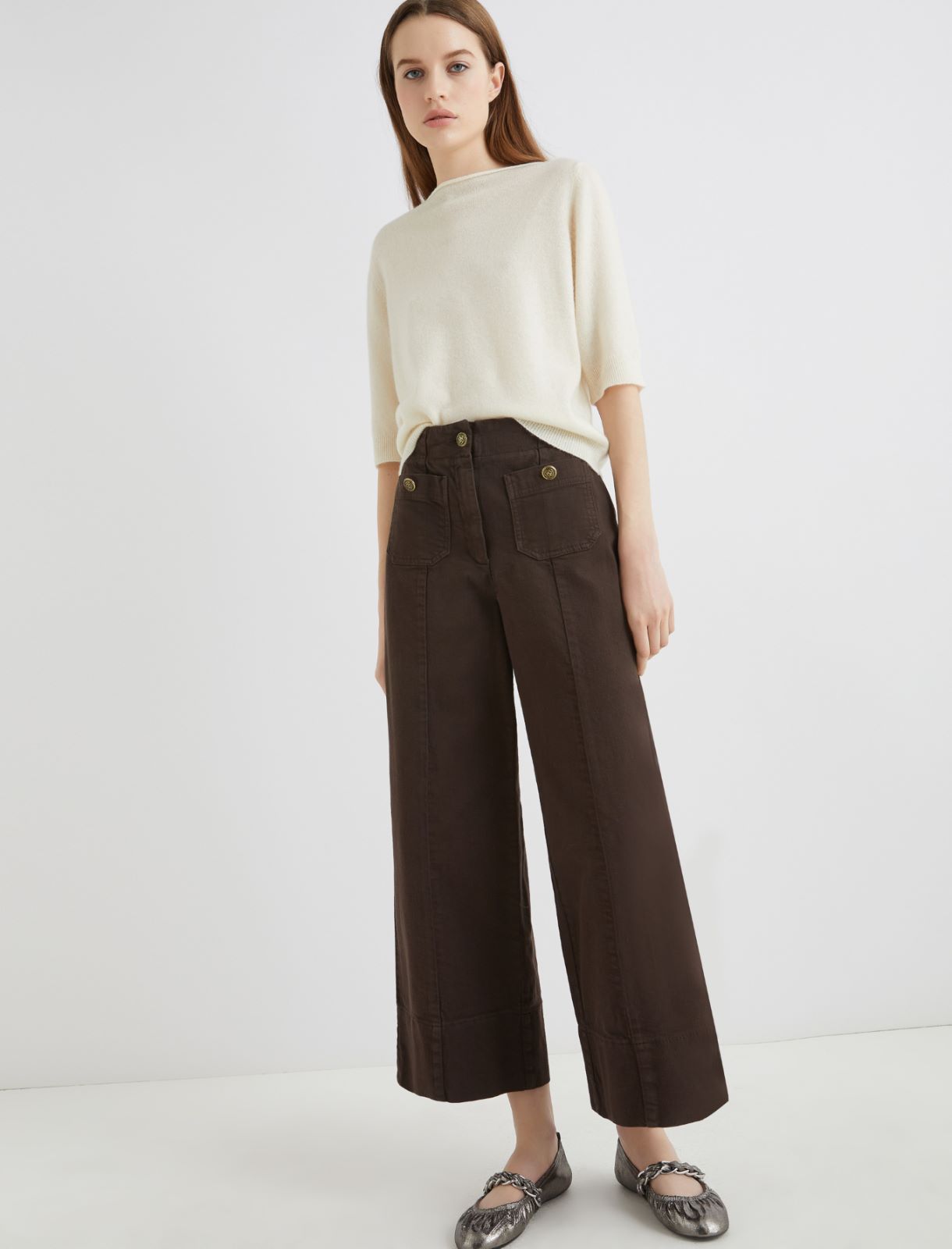 High-waisted trousers - BROWN - Marella - 3