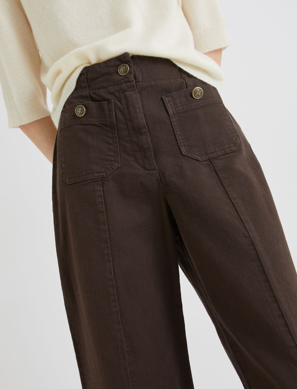 High-waisted trousers - BROWN - Marella - 4