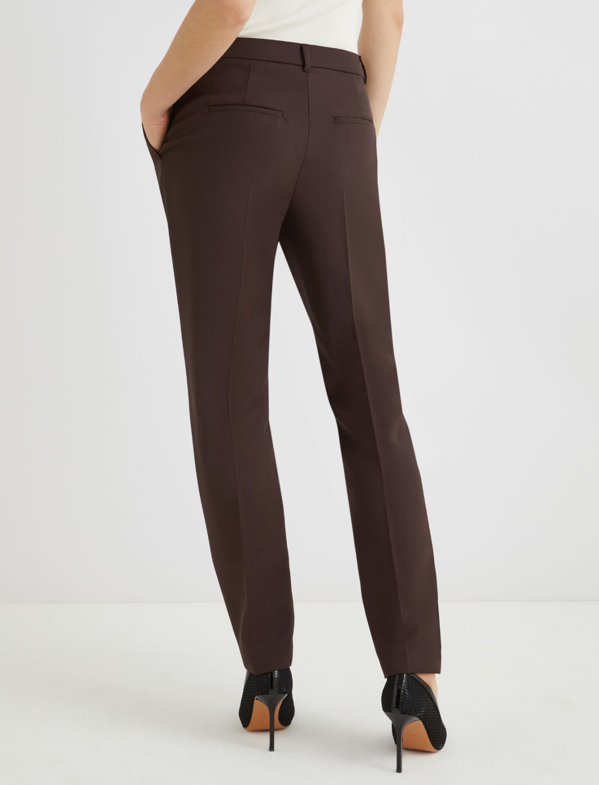 Wool-blend chino trousers - BROWN - Marella - 3