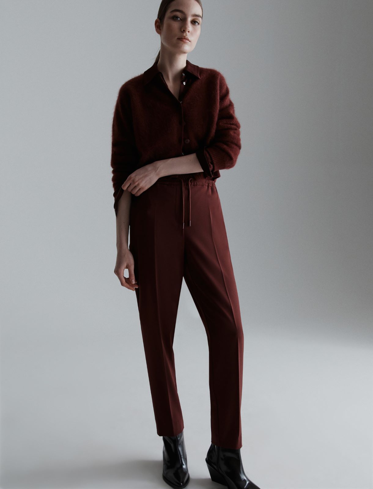 Stretch twill joggers - BORDEAUX - Marella - 4