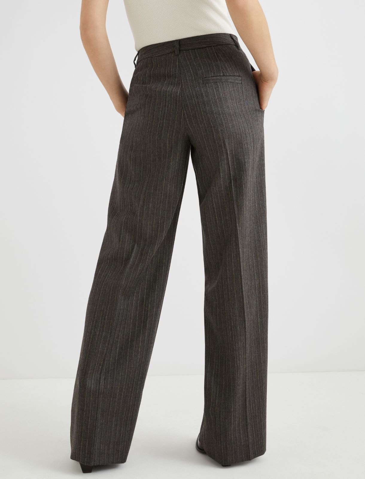 Straight-fit pure wool trousers - BROWN - Marella - 3