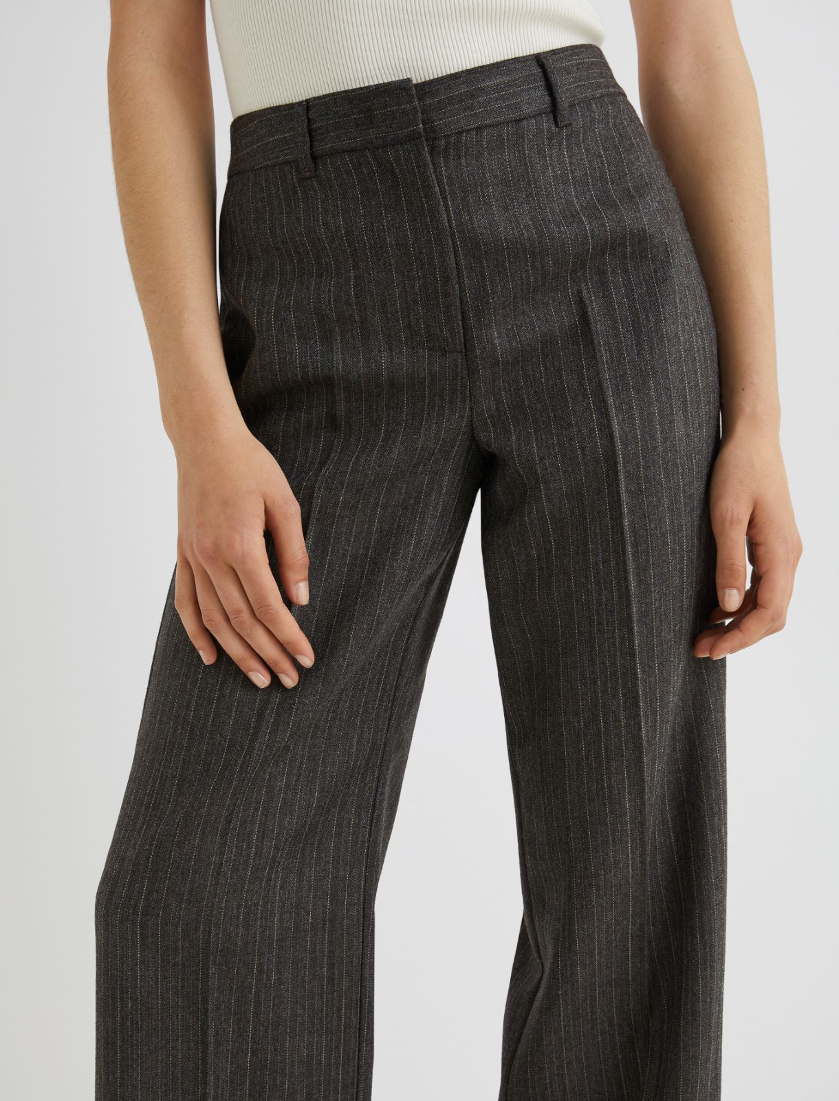 Straight-fit pure wool trousers - BROWN - Marella - 5