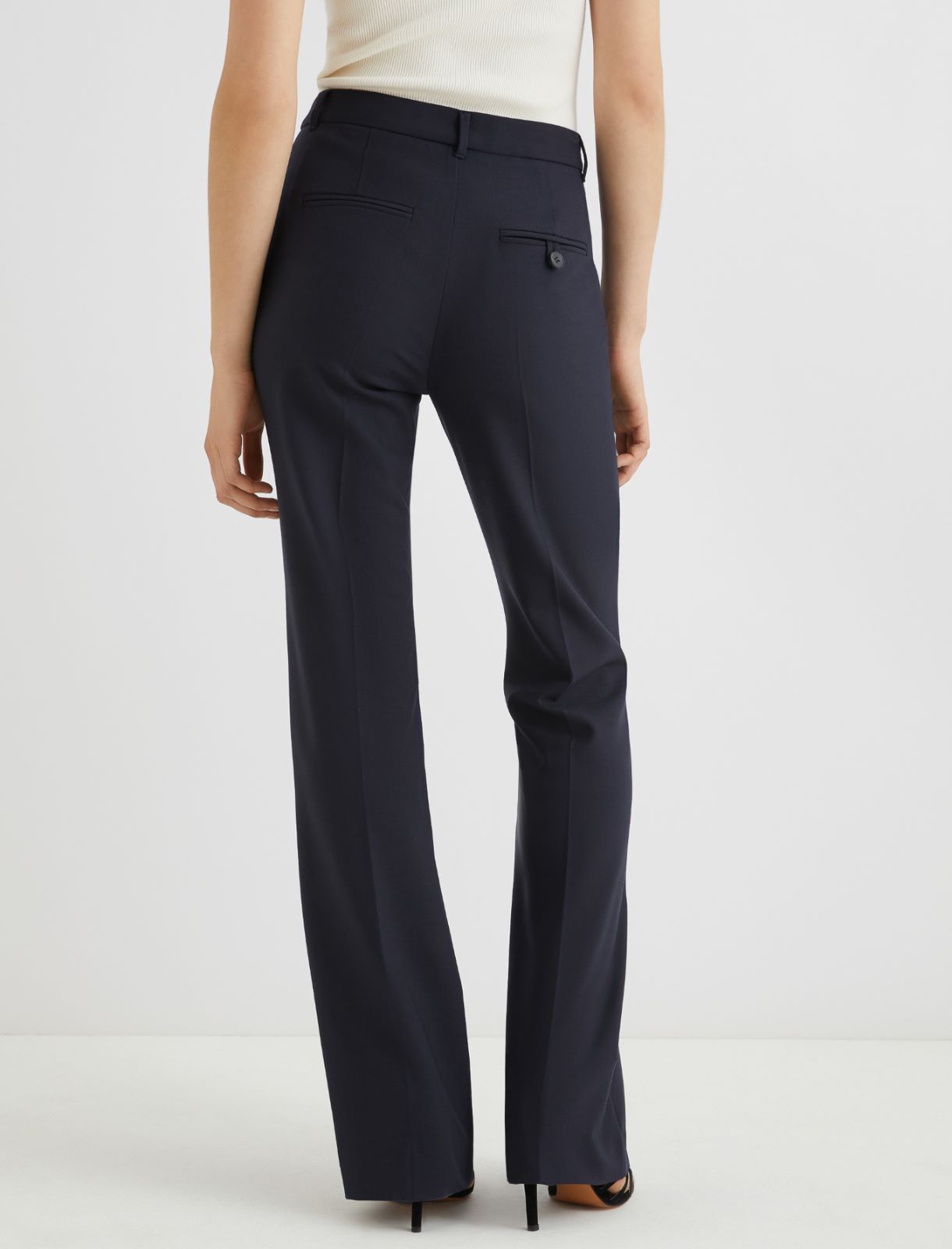 Flared stretch wool-blend trousers - NAVY - Marella - 3