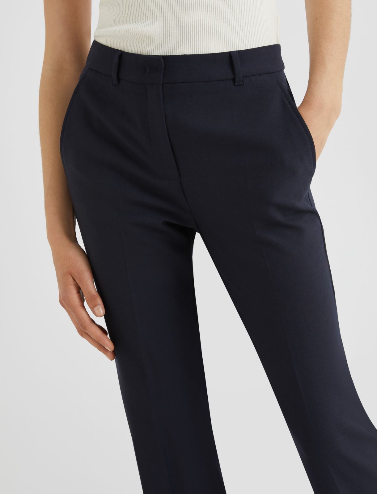 Flared stretch wool-blend trousers - NAVY - Marella - 5