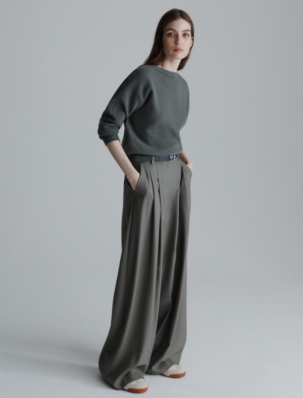 Wide-fit gabardine trousers - OLIVE - Marella - 2
