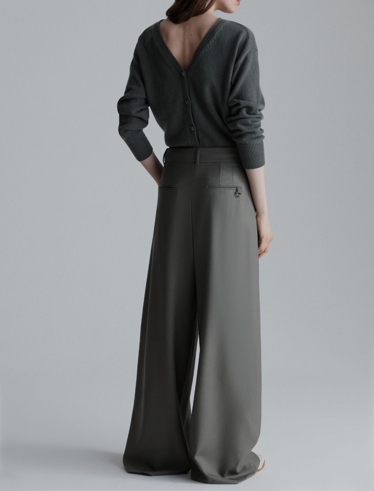 Wide-fit gabardine trousers - OLIVE - Marella - 3