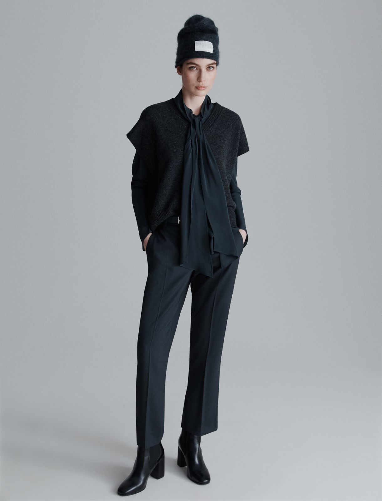 Slim gabardine trousers - DARK GREY - Marella - 2