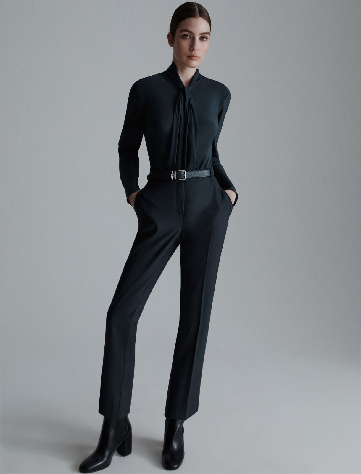 Slim gabardine trousers - DARK GREY - Marella - 4