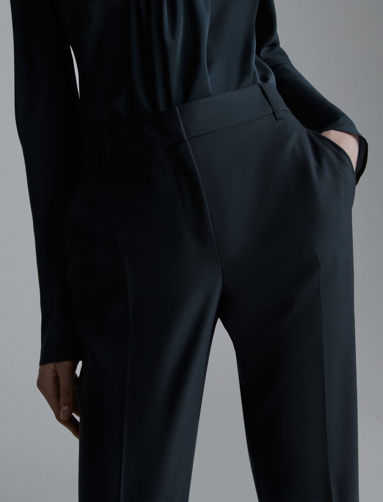 Slim gabardine trousers - DARK GREY - Marella - 5