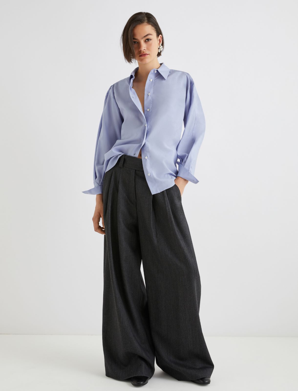 Wool palazzo trousers - GREY - Marella - 4