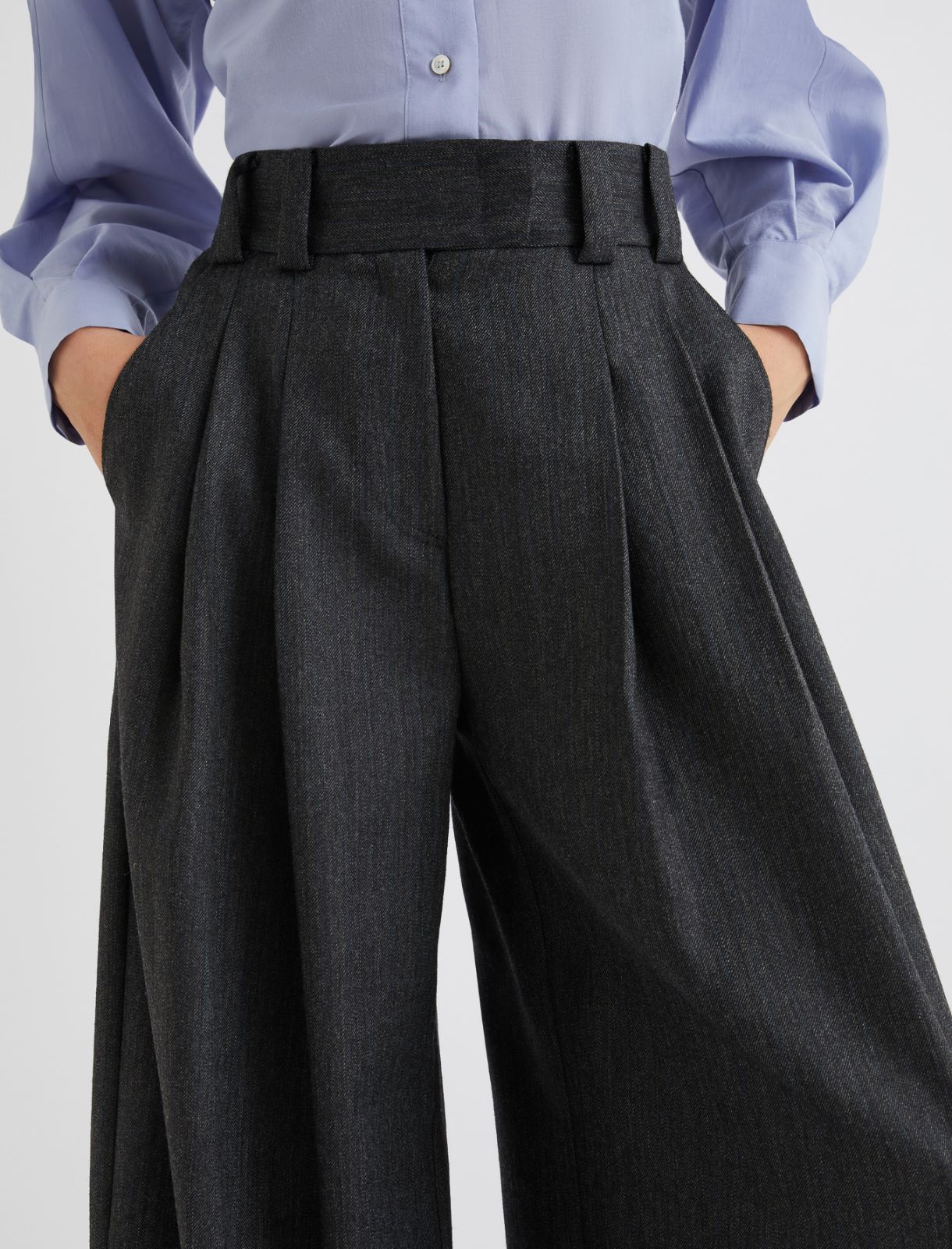 Wool palazzo trousers - GREY - Marella - 5