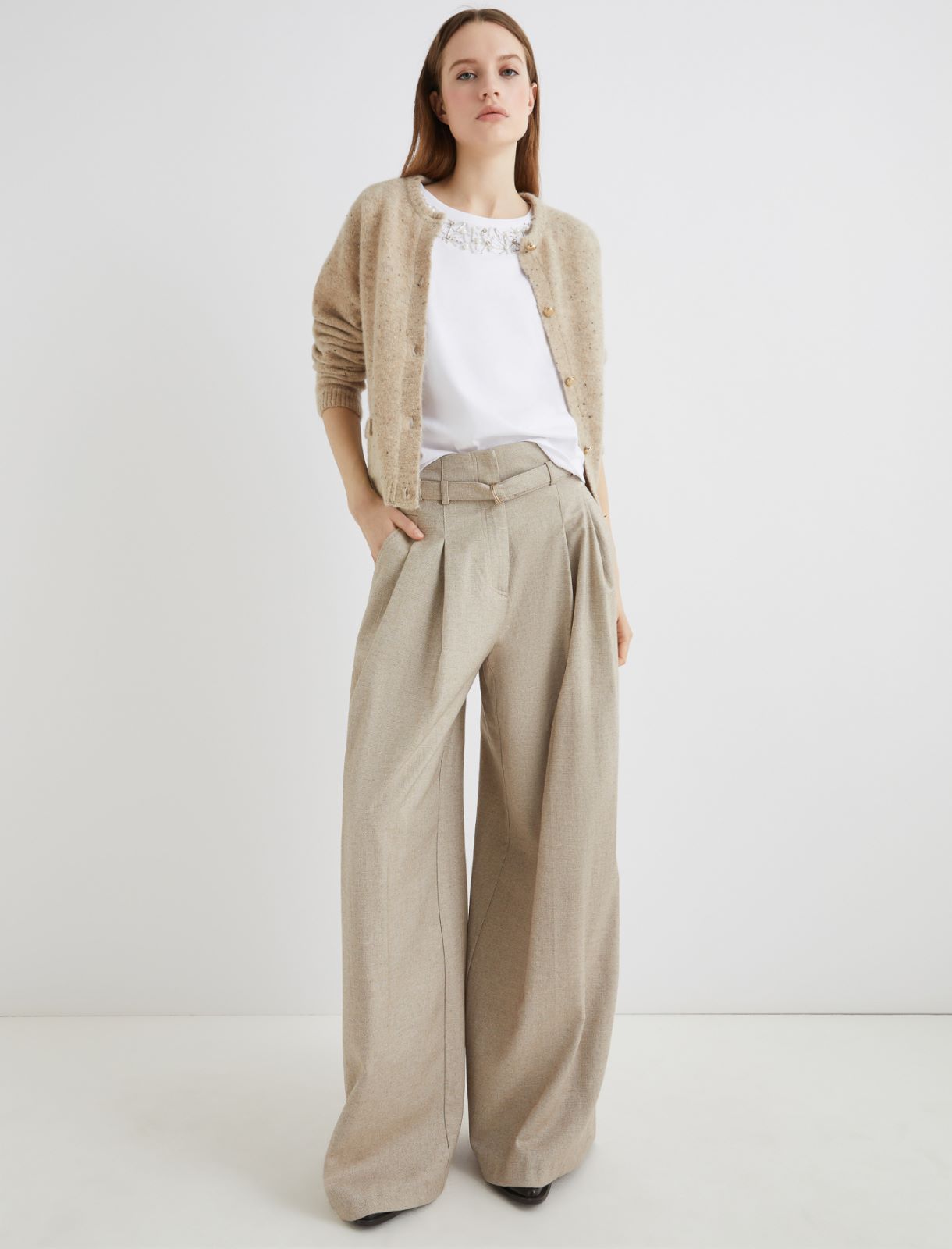 Stretch palazzo trousers - HAZELNUT BROWN - Marella - 4