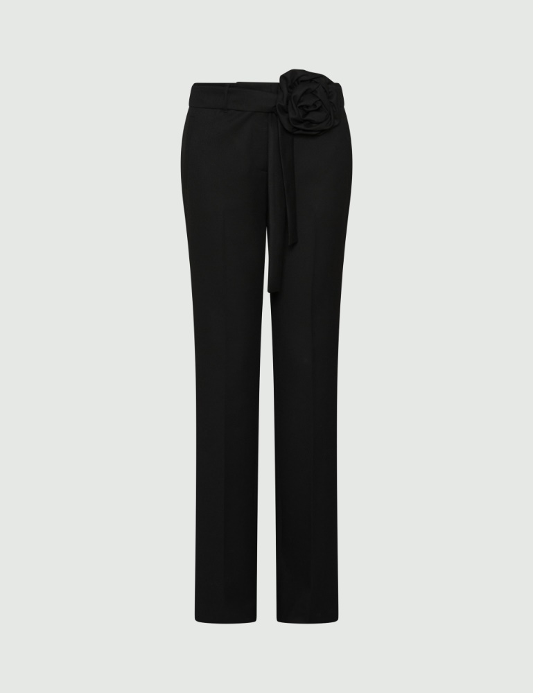 Flared trousers with flower-adorned belt detail - Marella