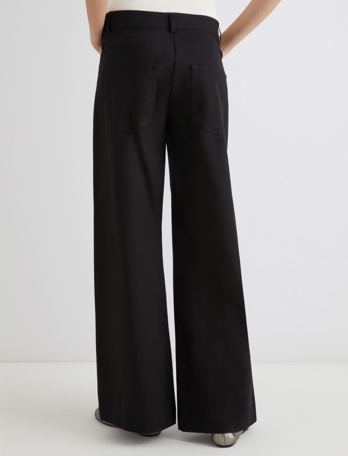 Twill wide-leg trousers - BLACK - Marella - 3