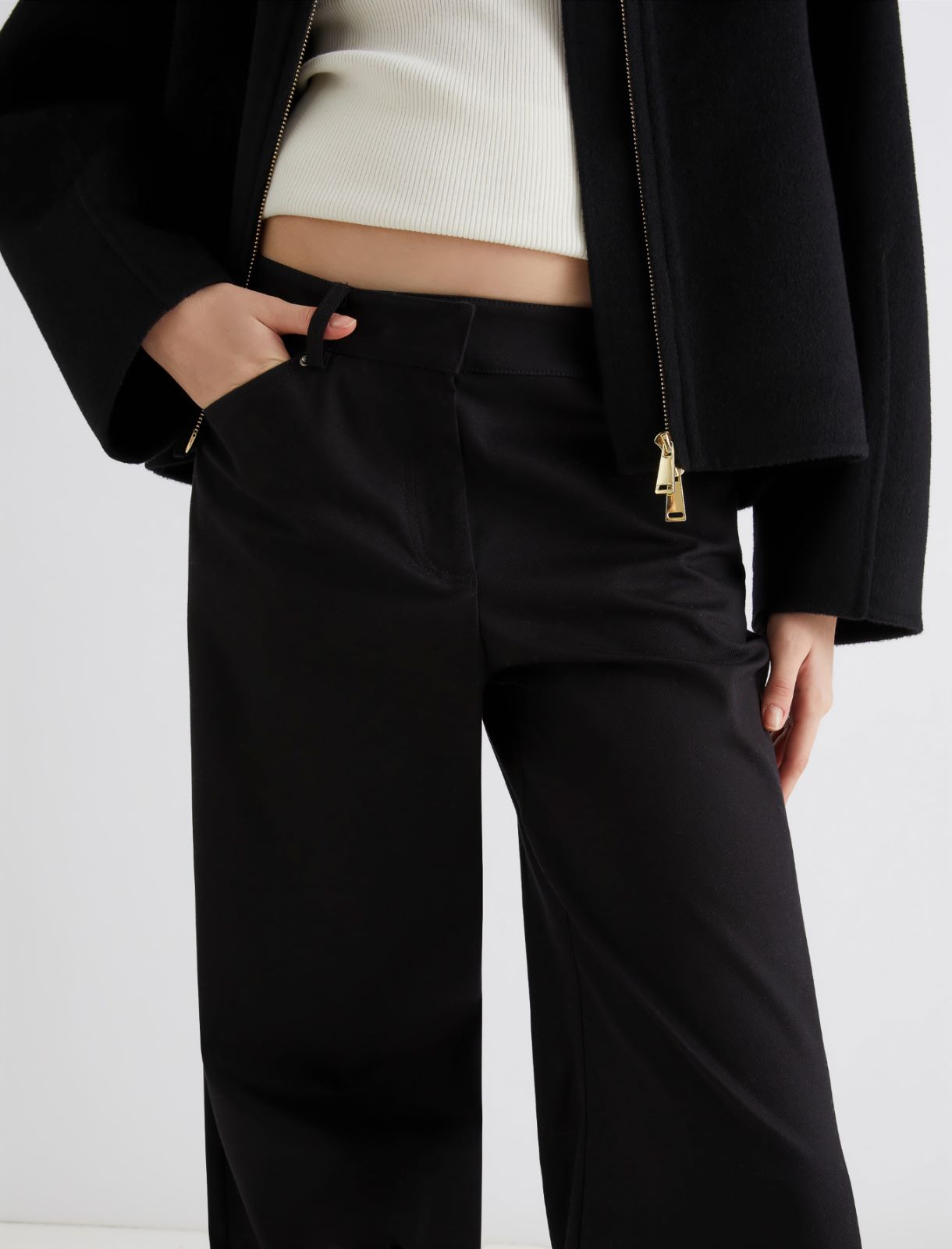 Twill wide-leg trousers - BLACK - Marella - 5