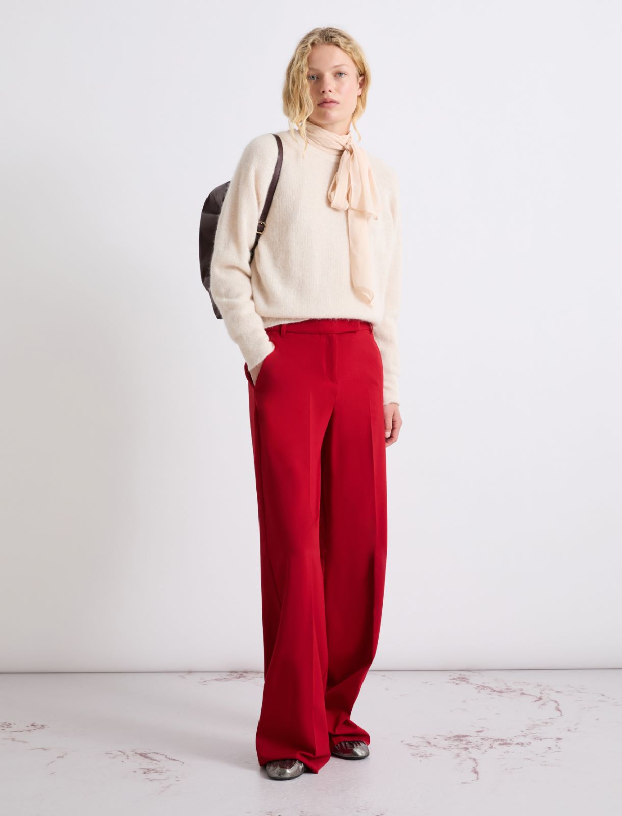Relaxed-fit stretch trousers - RED - Marella - 2