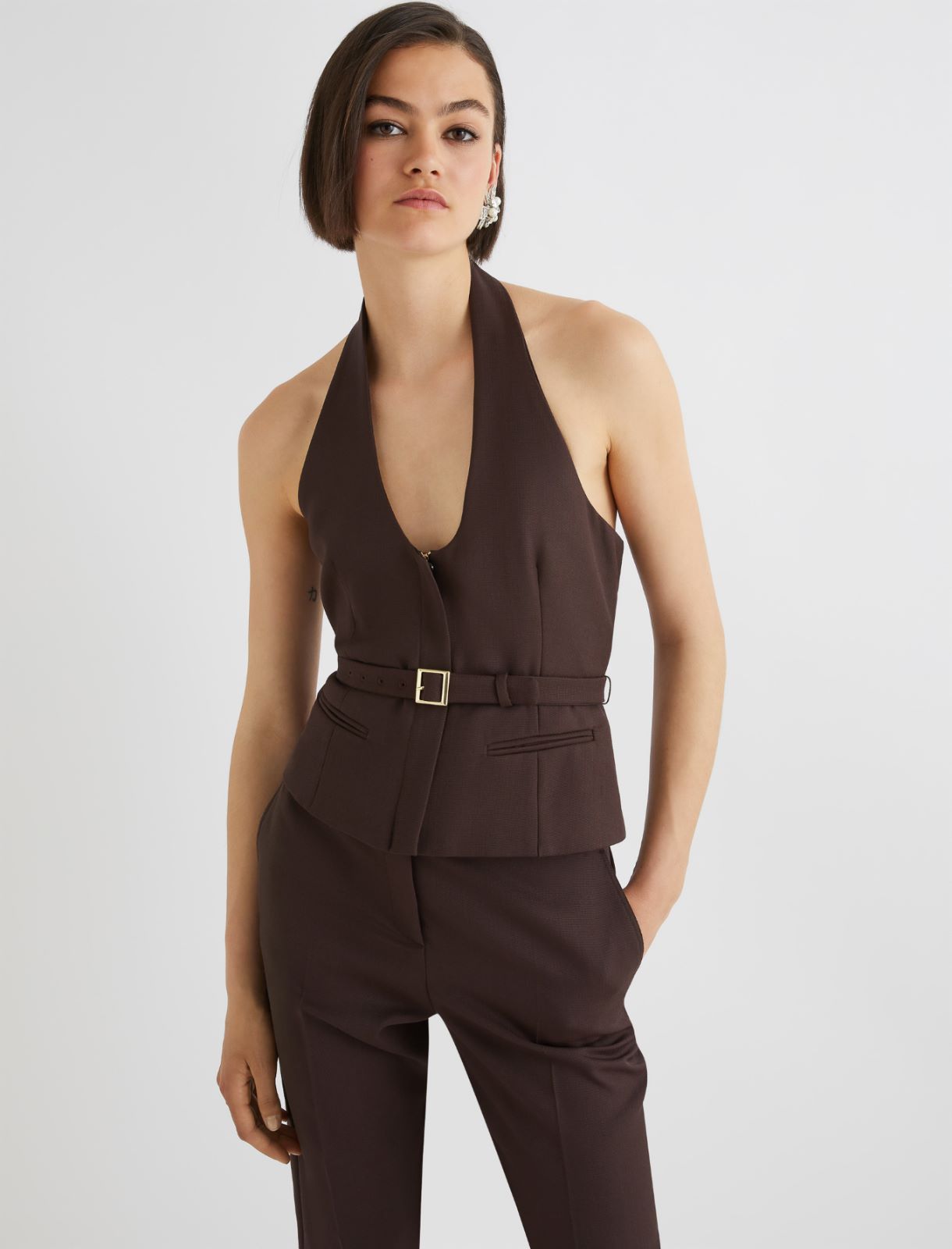 Open-back gilet - BROWN - Marella - 4