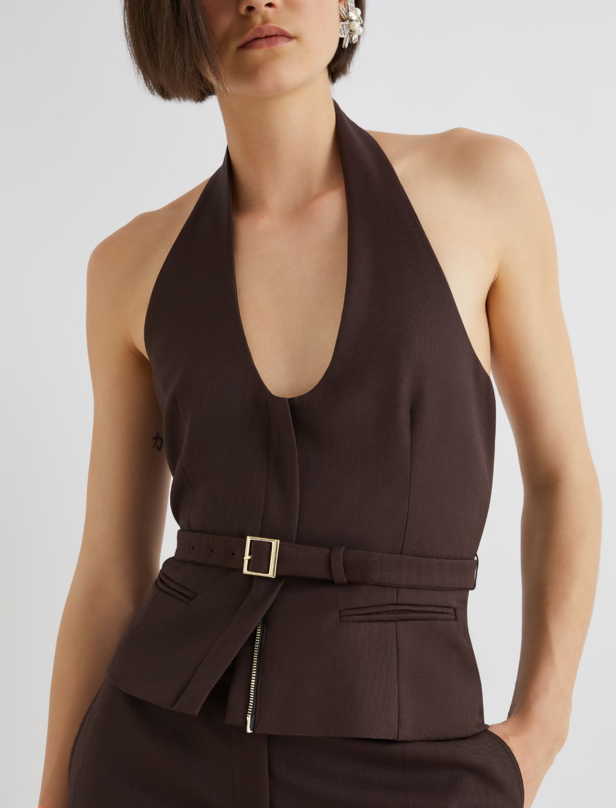 Open-back gilet - BROWN - Marella - 5