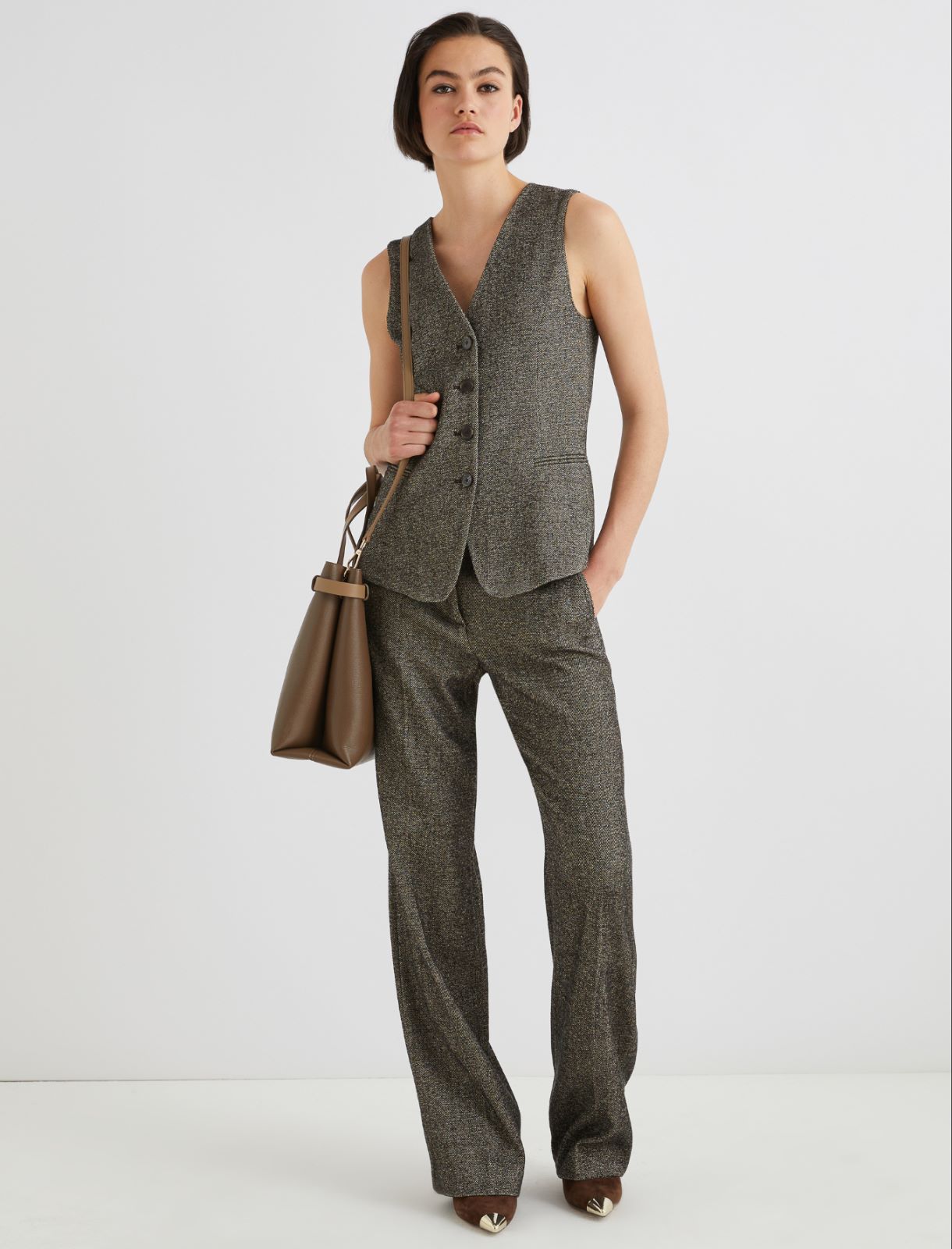 Tweed gilet - BROWN - Marella