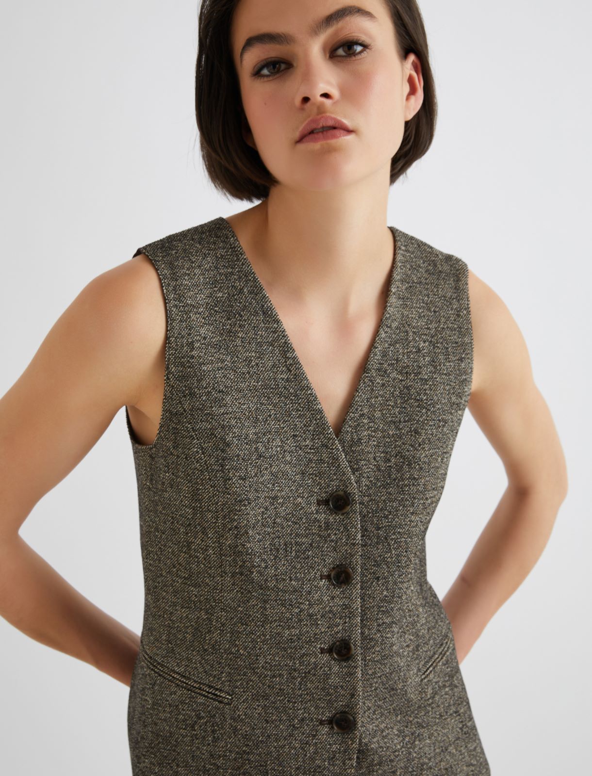Tweed gilet - BROWN - Marella - 4