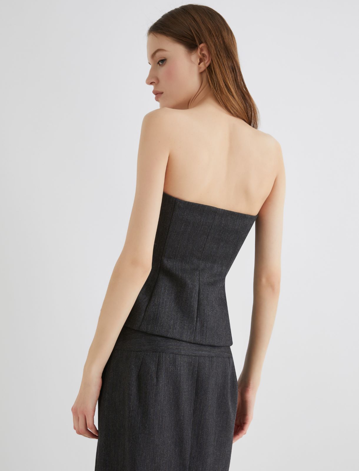 Boned wool corset - GREY - Marella - 3