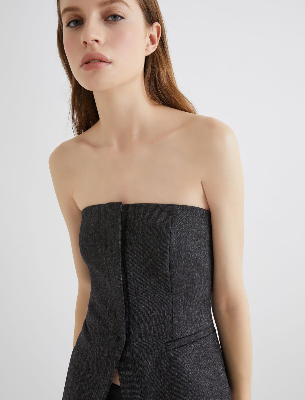 Boned wool corset - GREY - Marella - 5