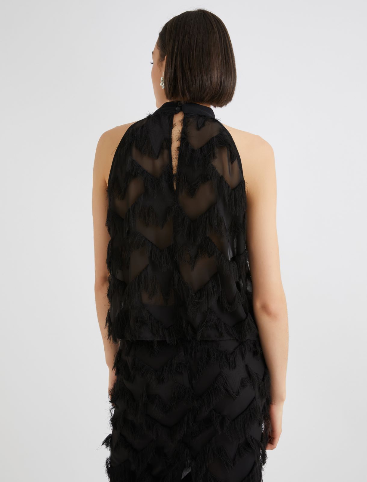Sleeveless fil coupé top - BLACK - Marella - 3