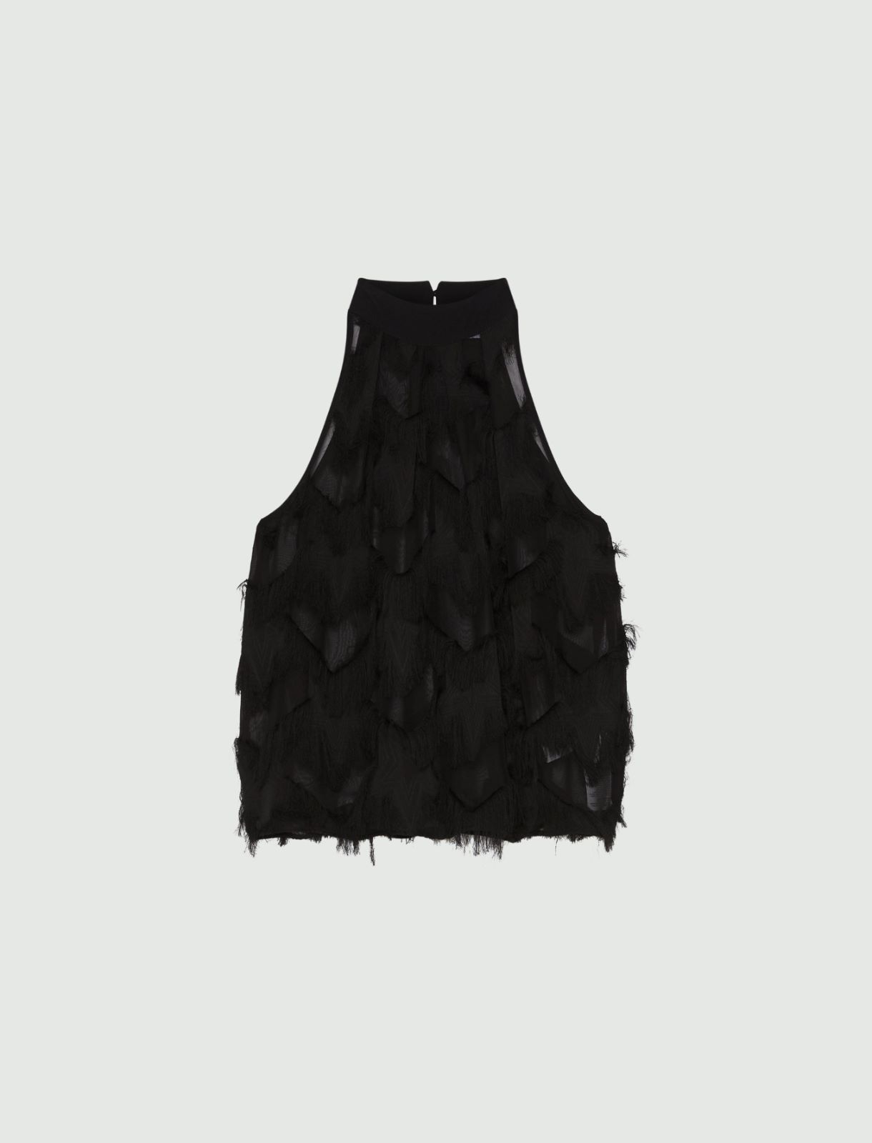 Sleeveless fil coupé top - BLACK - Marella