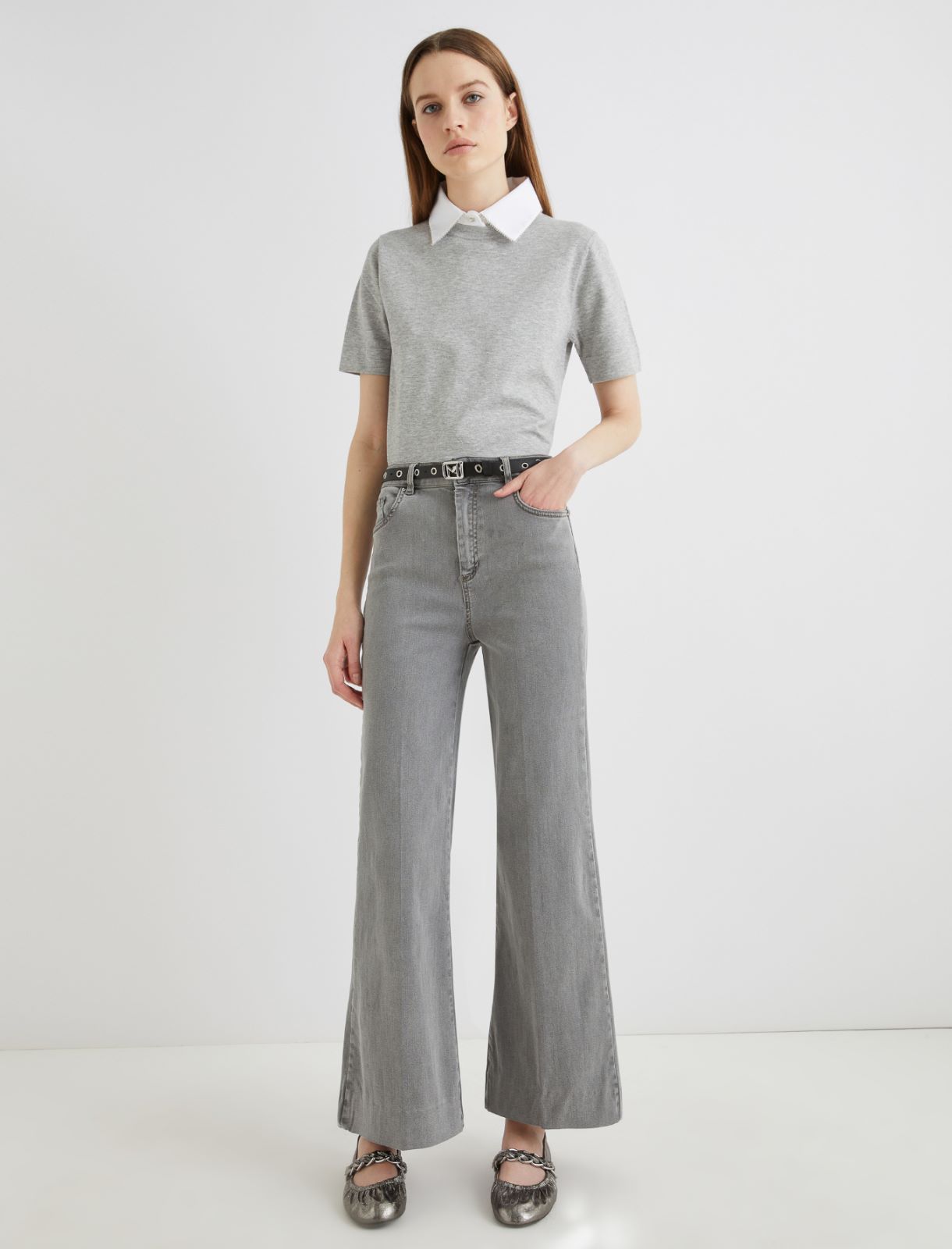Wide-leg cropped jeans - JEANS GREY - Marella - 2