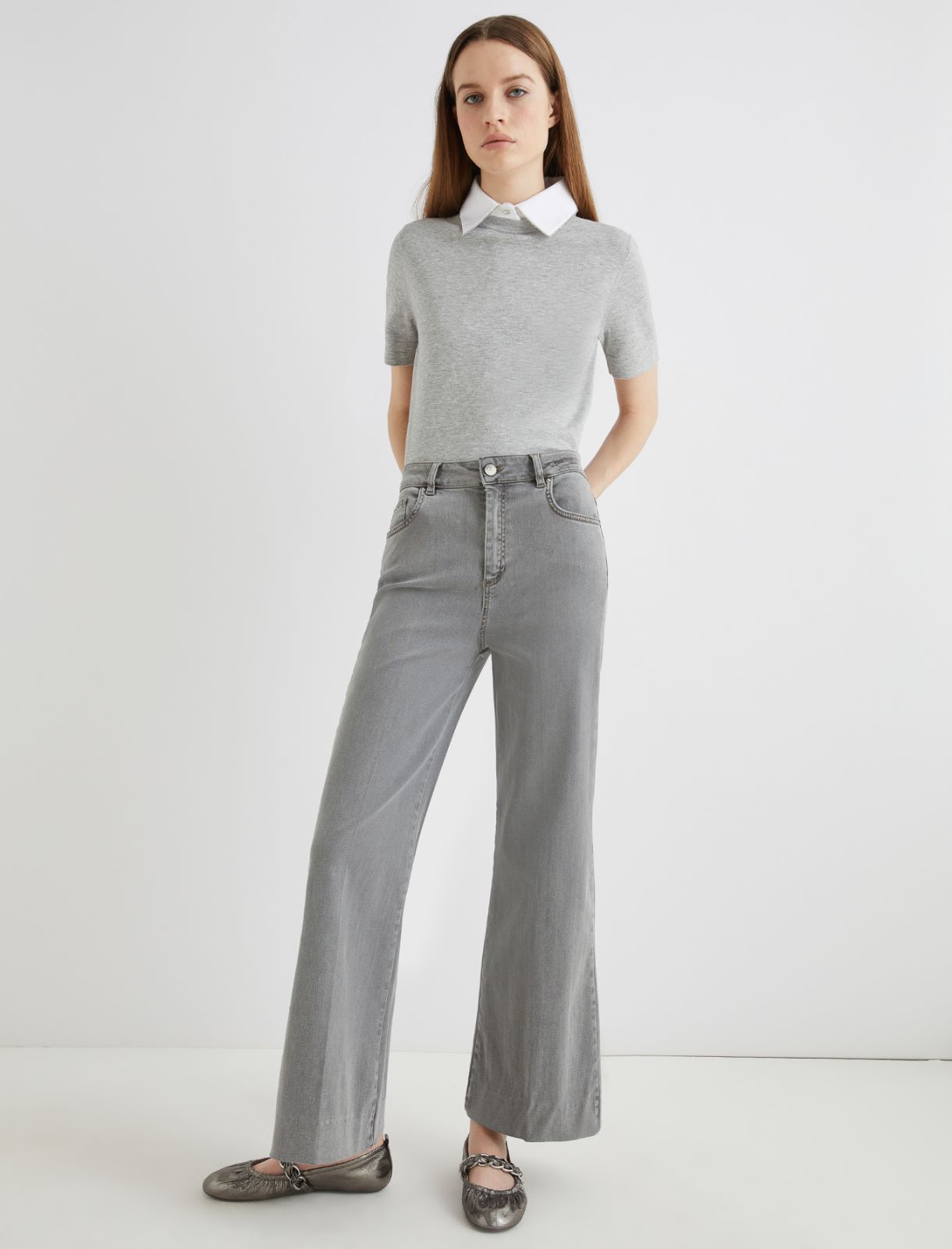 Wide-leg cropped jeans - JEANS GREY - Marella - 4