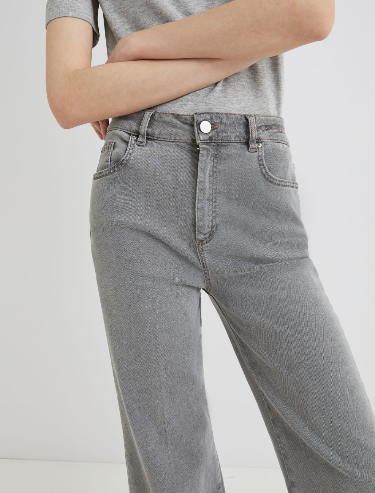 Wide-leg cropped jeans - JEANS GREY - Marella - 5