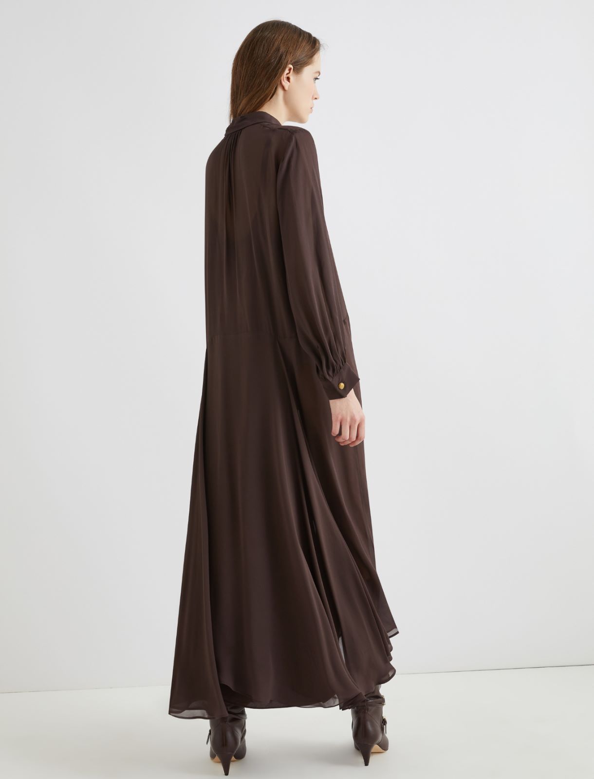 Georgette shirt dress - BROWN - Marella - 3
