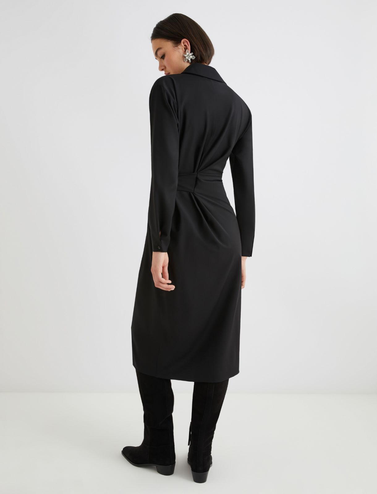 Shirt dress with side buckle detail - BLACK - Marella - 3