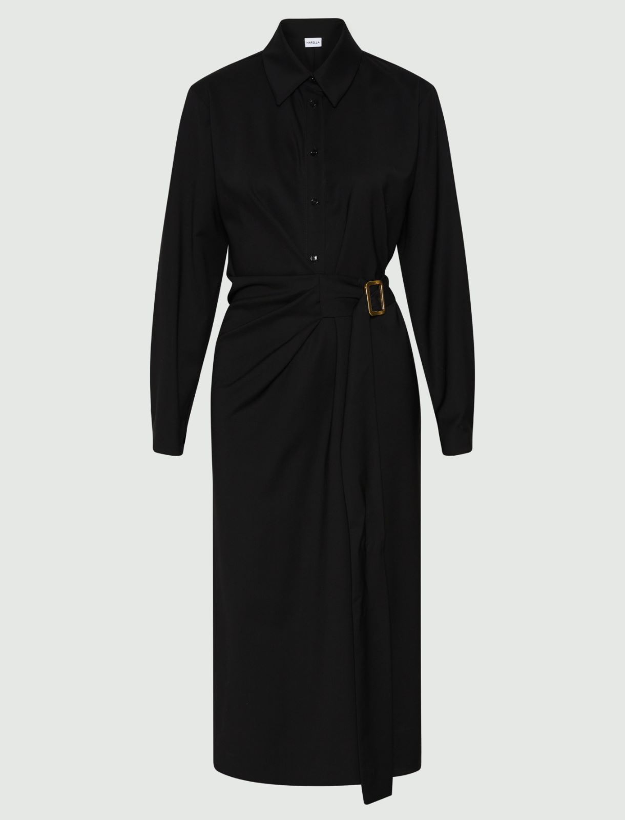 Shirt dress with side buckle detail - BLACK - Marella