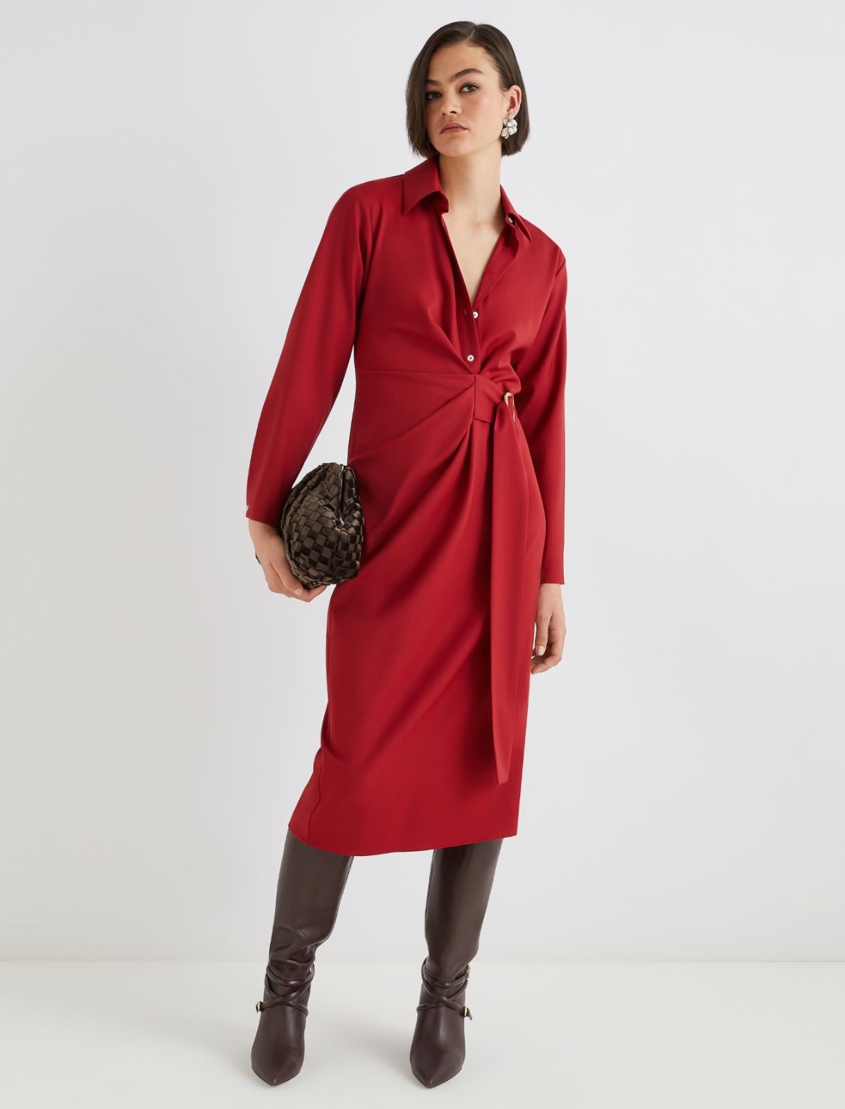 Shirt dress with side buckle detail - RED - Marella - 2