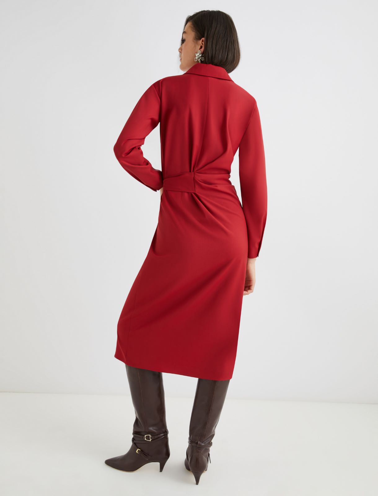 Shirt dress with side buckle detail - RED - Marella - 3