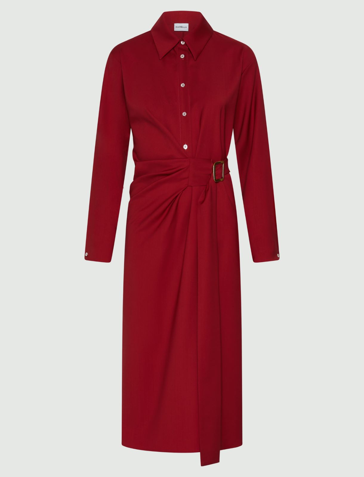 Shirt dress with side buckle detail - RED - Marella