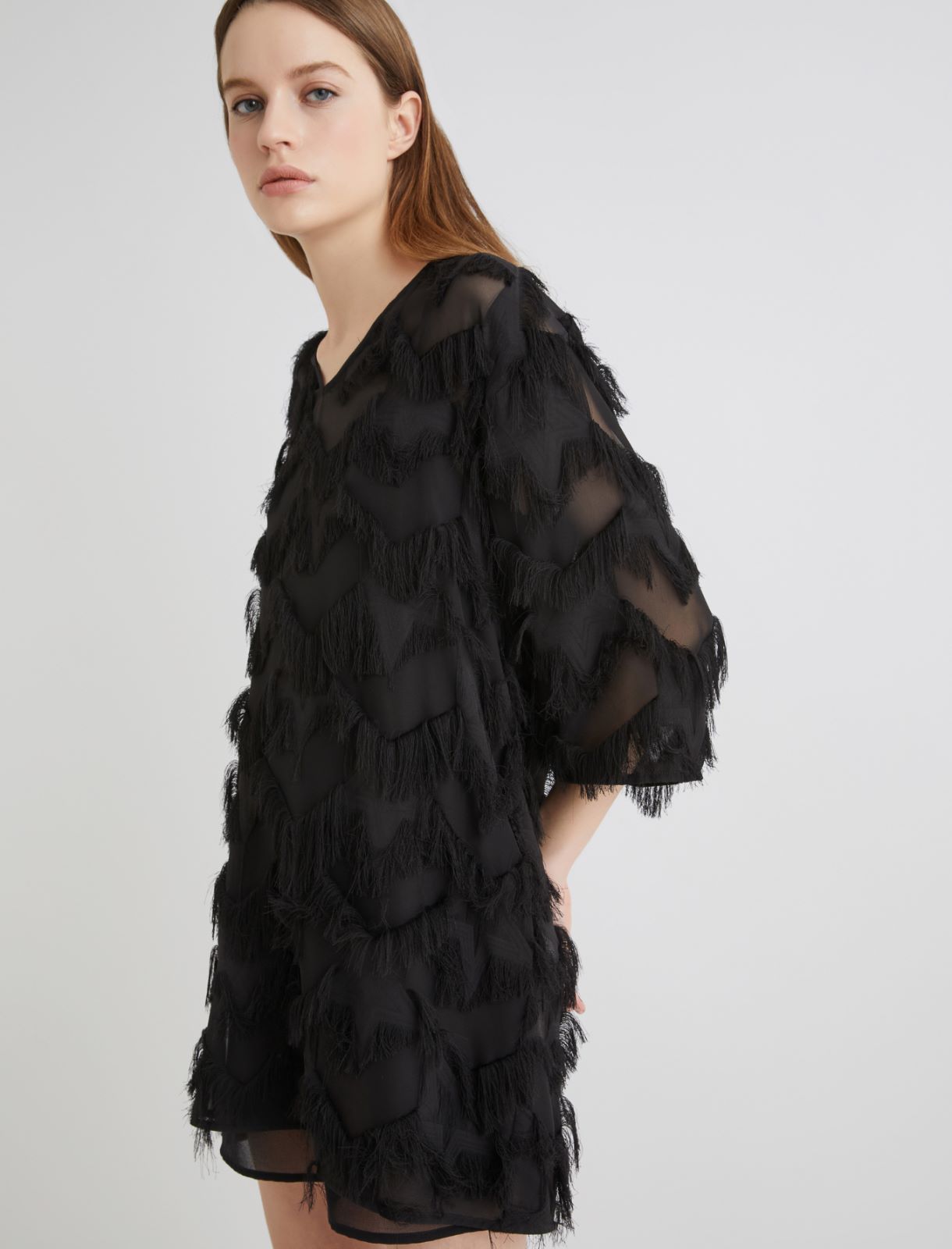 Fil coupé mini dress - NOIR - Marella - 4