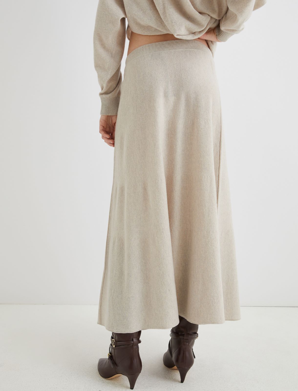 Cashmere-blend calf-length skirt - NATURAL - Marella - 3