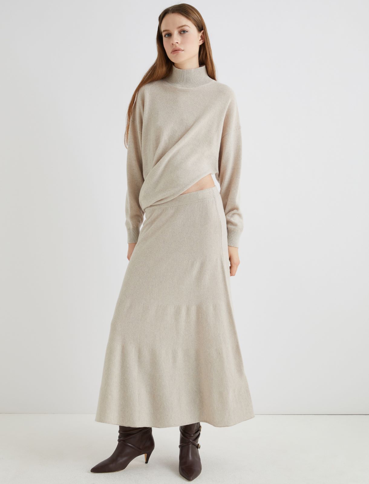 Cashmere-blend calf-length skirt - NATURAL - Marella - 4