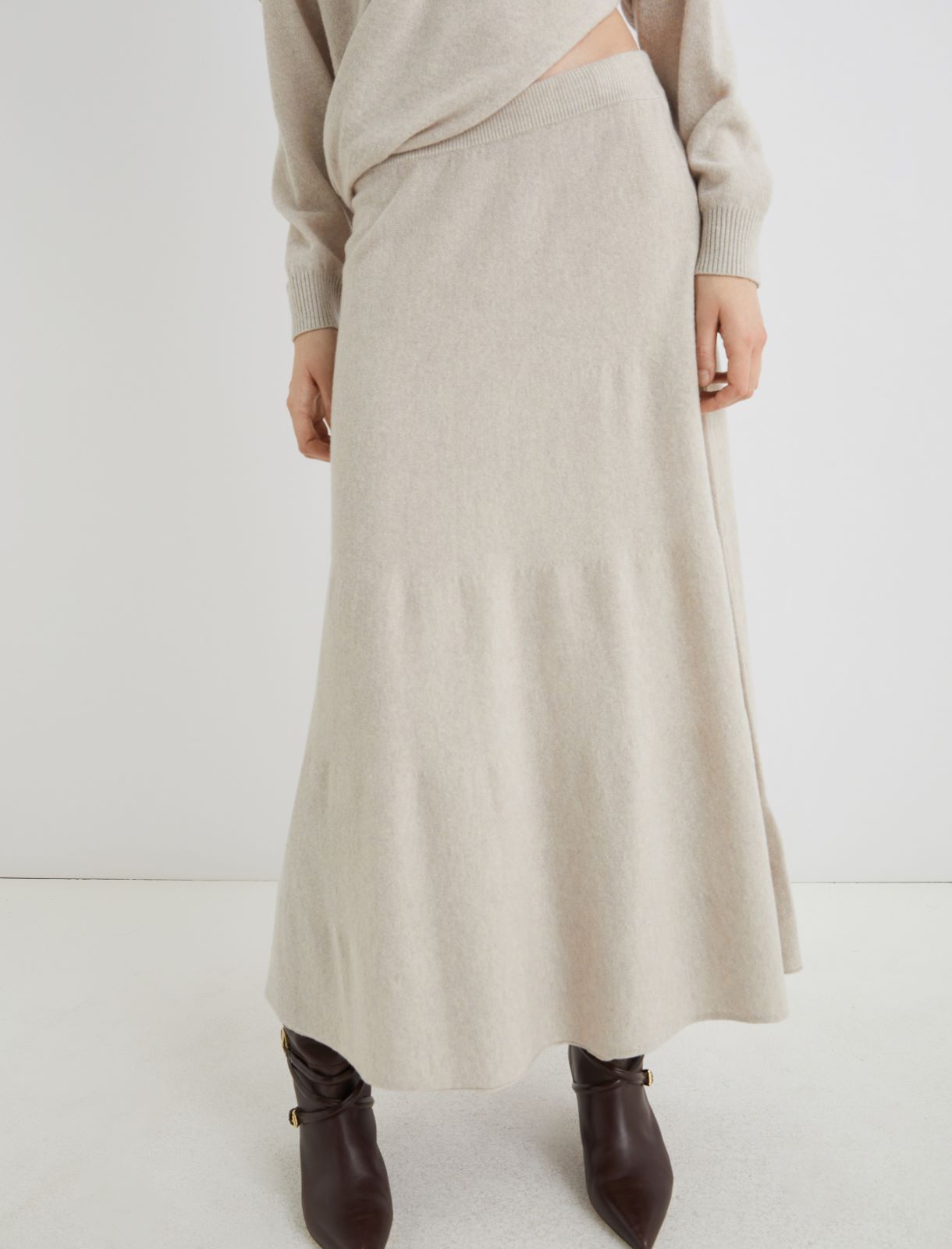 Cashmere-blend calf-length skirt - NATURAL - Marella - 5