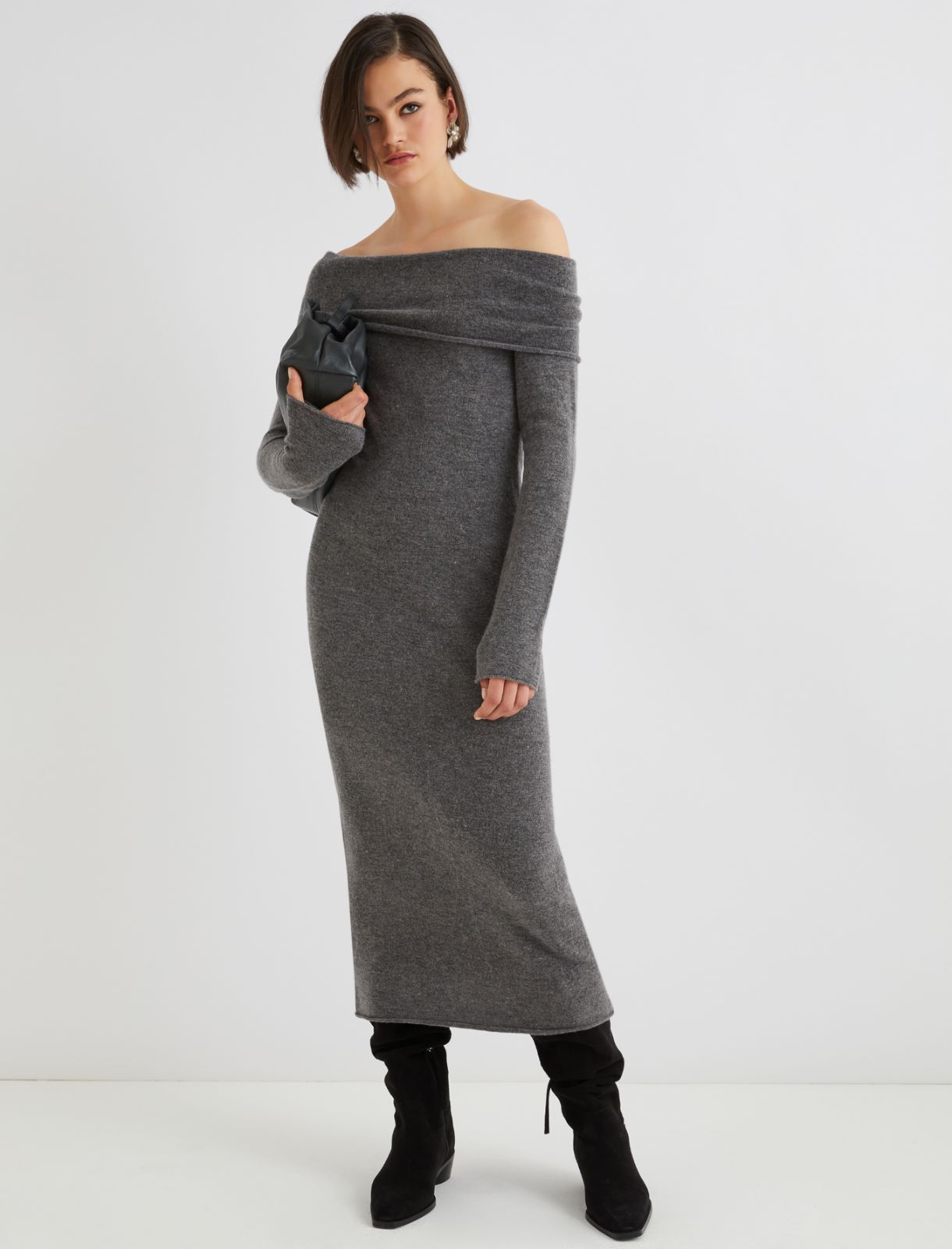 Merino knit dress - MELANGE GREY - Marella - 2